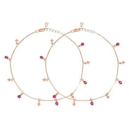 925 Sterling Silver Rose Gold Plated Anklet Pair for Women | Gift for Women & Girls | - Rajputtrade