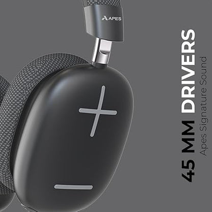 APES Fusion Style Wireless Headphone, 40mm Dynamic Drivers, 50Hrs Playtime, Fast Charge (Black Grey) - Rajputtrade