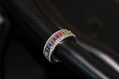 925 Sterling Ring For Women And Girls| Multicolour Cubic Zirconia Finger Ring with Authenticity Certificate | Size – 6 - Rajputtrade