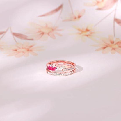 925 Silver Rose Gold Pink Ruffles Ring, Adjustable | Gifts for Women and Girls | - Rajputtrade