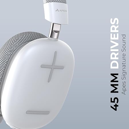 APES Fusion Style Wireless Headphone, 40mm Dynamic Drivers, 50Hrs Playtime, Fast Charge (White Grey) - Rajputtrade