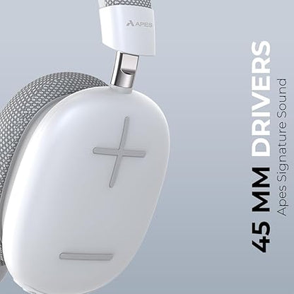 APES Fusion Style Wireless Headphone, 40mm Dynamic Drivers, 50Hrs Playtime, Fast Charge (White Grey) - Rajputtrade