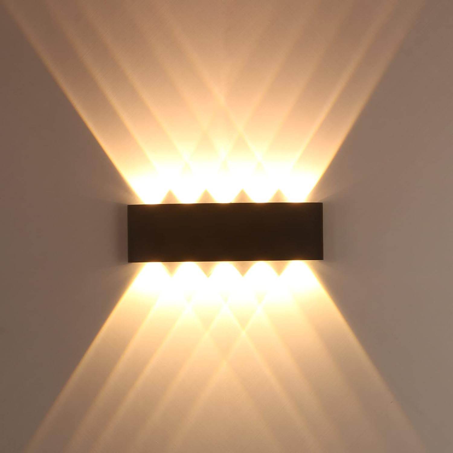 3W LED Wall Light | 5-Beam Up & Down U-Shape Design | Waterproof IP65 | Indoor & Outdoor Wall Highlighter | Warm White | Metallic Body| 10 Rays - Rajputtrade