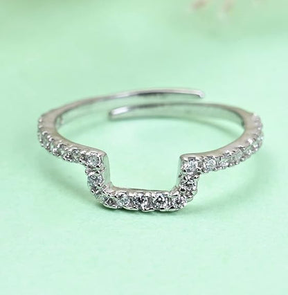 Pure 925 Sterling Silver Minimal Office wear Finger Ring with Adjustable Band | Gift for Women Girls Wife Girlfriend | Multiple Design Options - Rajputtrade