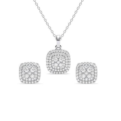 925 Sterling Silver Queen of Diamonds Pendant Earrings Chain Necklace Jewellery Set | Platinum Plated, Swiss Zirconia | Gift for Women and Girls - Rajputtrade