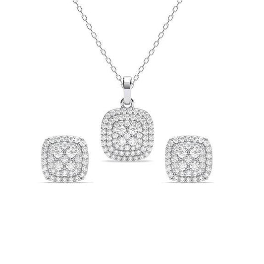 925 Sterling Silver Queen of Diamonds Pendant Earrings Chain Necklace Jewellery Set | Platinum Plated, Swiss Zirconia | Gift for Women and Girls - Rajputtrade
