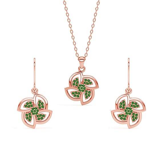 925 Sterling Silver Hermosa Pendant Earring Chain Jewellery Set | Rose Gold Plated, Swiss Zirconia | Gift for Women & Girls - Rajputtrade