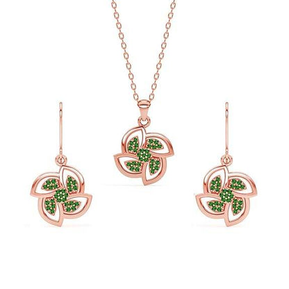 925 Sterling Silver Hermosa Pendant Earring Chain Jewellery Set | Rose Gold Plated, Swiss Zirconia | Gift for Women & Girls - Rajputtrade