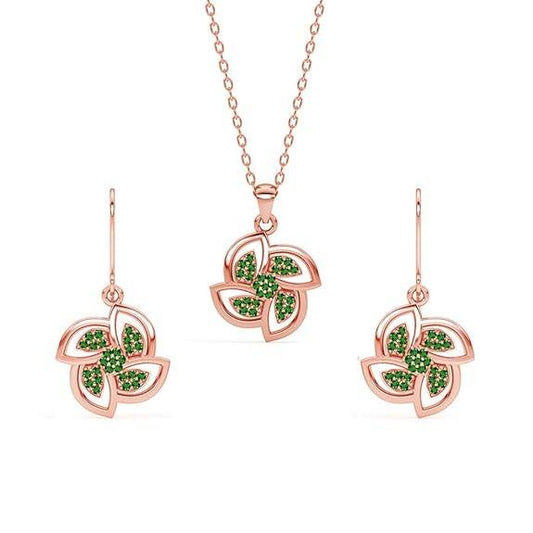 925 Sterling Silver Hermosa Pendant Earring Chain Jewellery Set | Rose Gold Plated, Swiss Zirconia | Gift for Women & Girls - Rajputtrade
