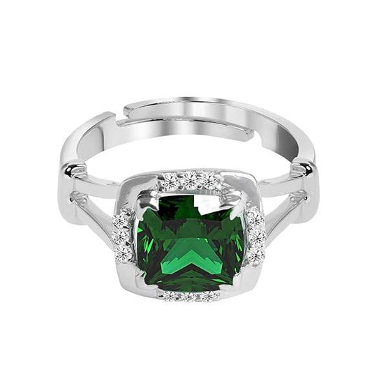 925 Sterling Silver Cushion Stone Ring with Adjustable Band | Gift for Women Wife Girls - Rajputtrade