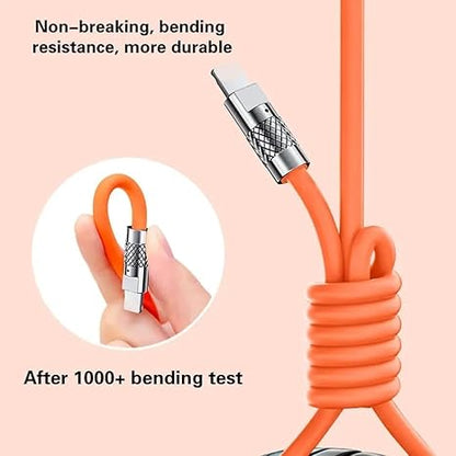USB to Type C Type C Cable with 3A Rapid Charging 480mbps Data Transmission | 3 in 1 Data Cable (Orange)