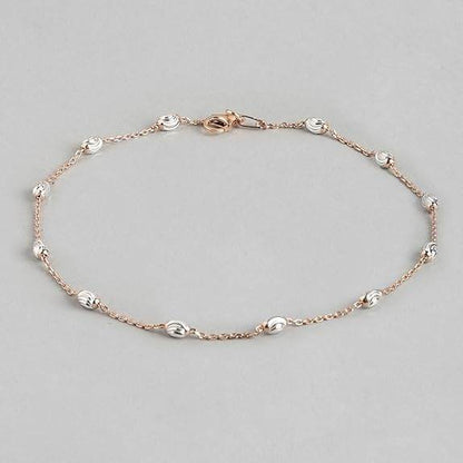 925 Sterling Silver Rose Gold Plating Chain Anklet (Single) | Gift for Women & Girls | - Rajputtrade