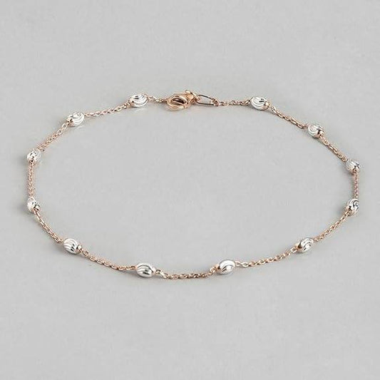925 Sterling Silver Rose Gold Plating Chain Anklet (Single) | Gift for Women & Girls | - Rajputtrade
