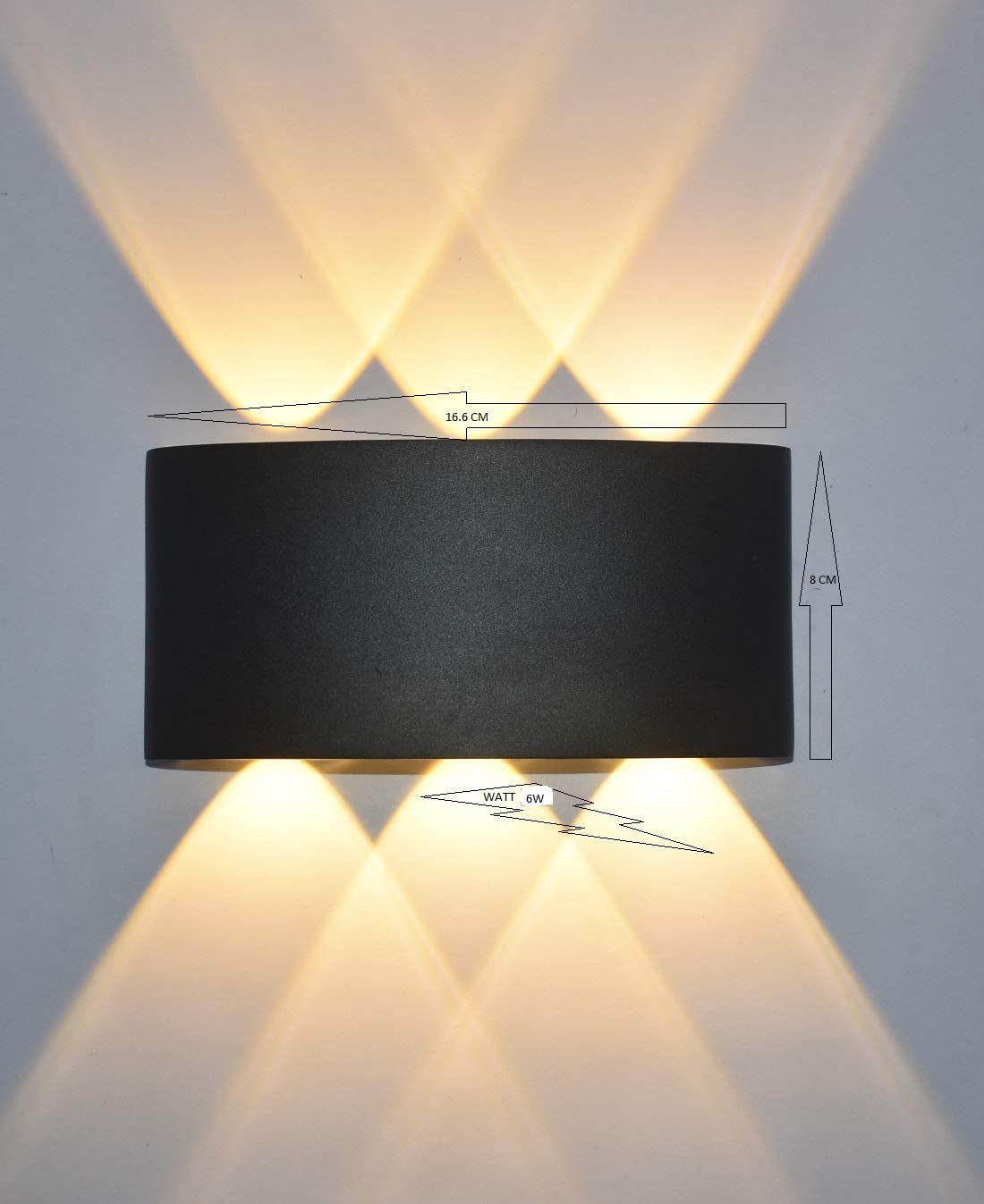 TRIPPING Indoor Outdoor wall lamps/lights lamp led light shade/curved black (06 Watts, Warm White, Die-Cast Aluminum) - Rajputtrade