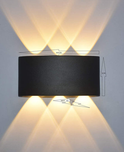 TRIPPING Indoor Outdoor wall lamps/lights lamp led light shade/curved black (06 Watts, Warm White, Die-Cast Aluminum) - Rajputtrade