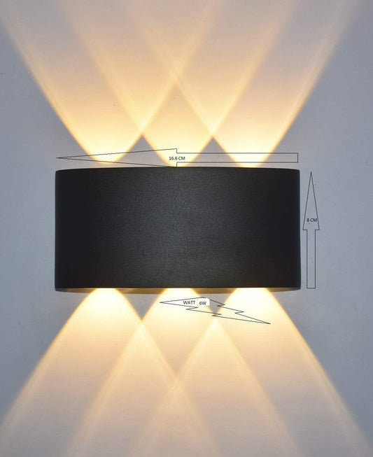 TRIPPING Indoor Outdoor wall lamps/lights lamp led light shade/curved black (06 Watts, Warm White, Die-Cast Aluminum) - Rajputtrade