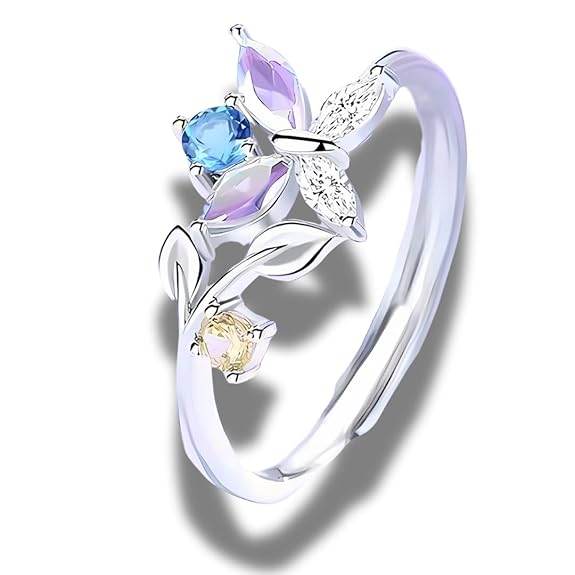 925 Sterling Silver Butterfly Ring for Women and Girls, Gifts for Girlfriend, Flower Ring, - Rajputtrade