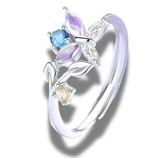 925 Sterling Silver Butterfly Ring for Women and Girls, Gifts for Girlfriend, Flower Ring, - Rajputtrade