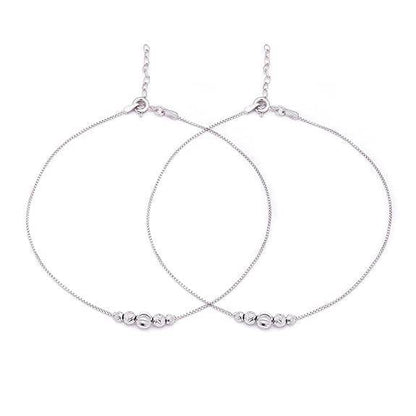 925 Sterling Silver Anklet Pair | Rhodium Plated Adorned Women Chain Anklet | - Rajputtrade