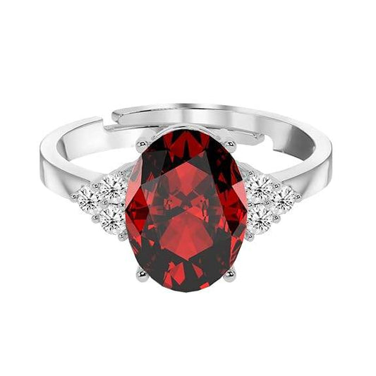 925 Sterling Silver Oval Stone Ring with Adjustable Band | Gift for Women Wife Girls - Rajputtrade