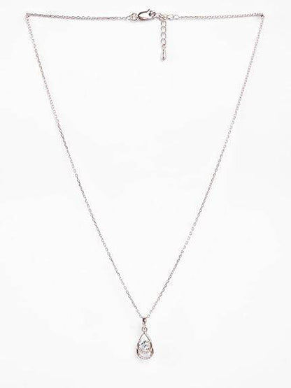 925 Sterling Silver Tosca Pendant Earrings Chain Necklace Jewellery Set | Rose Gold Plated, Swiss Zirconia |Gift for Women and Girls - Rajputtrade