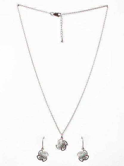 925 Sterling Silver Hermosa Pendant Earring Chain Jewellery Set | Rose Gold Plated, Swiss Zirconia | Gift for Women & Girls - Rajputtrade