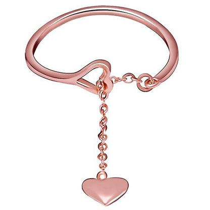 925 Silver Rose Gold Plated Heart Melting Chain Ring, Adjustable | Gifts for Girlfriend, Gifts for Women and Girls | - Rajputtrade