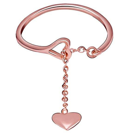 925 Silver Rose Gold Plated Heart Melting Chain Ring, Adjustable | Gifts for Girlfriend, Gifts for Women and Girls | - Rajputtrade