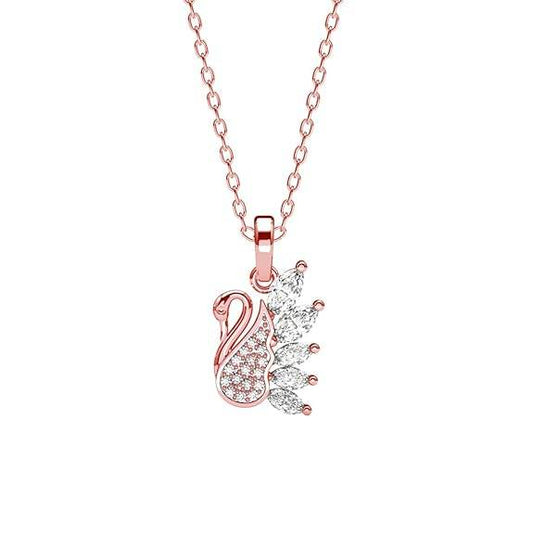 925 Sterling Silver Dancing Swan Pendant Earrings Chain Necklace Jewellery Set | Rose Gold Plated, Swiss Zirconia | Gift for Women and Girls - Rajputtrade
