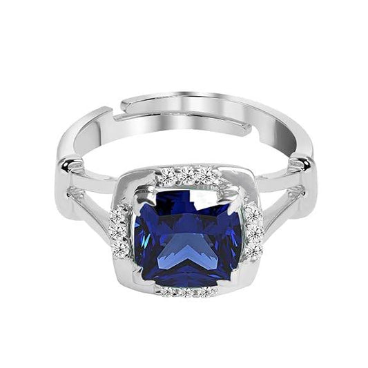 925 Sterling Silver Cushion Stone Ring with Adjustable Band | Gift for Women Wife Girls - Rajputtrade