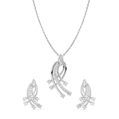 925 Sterling Silver Iris Pendant Earring Chain Jewellery Set | Rhodium Plated, Swiss Zirconia | Gift for Women & Girls - Rajputtrade