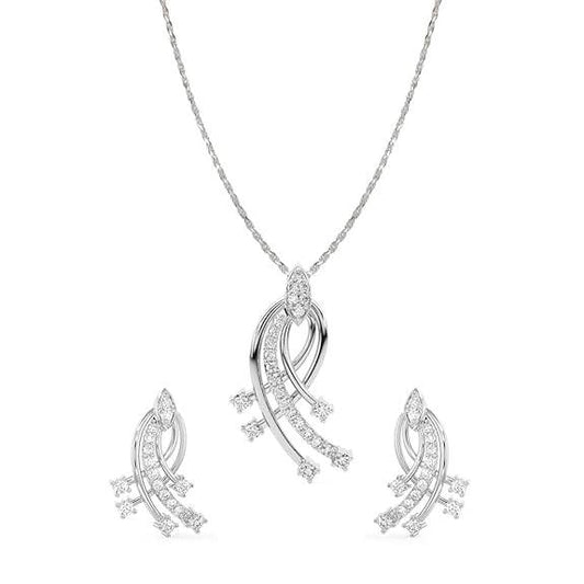 925 Sterling Silver Iris Pendant Earring Chain Jewellery Set | Rhodium Plated, Swiss Zirconia | Gift for Women & Girls - Rajputtrade