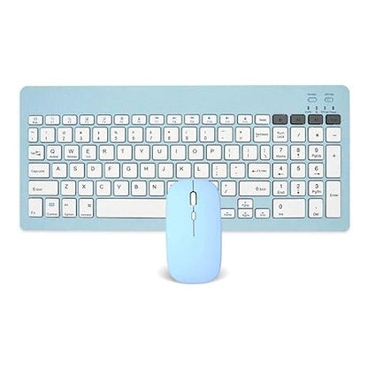 TECPHILE Wireless Keyboard and Mouse Combo, Multi Device Keyboard (3 BT5.0 + 2.4Ghz USB) and Mouse (BT5.0 + USB) Connectivity, Silent Easy Switch, Rechargeable, for Laptop, Mac, Computer Tablet (Blue) - Rajputtrade