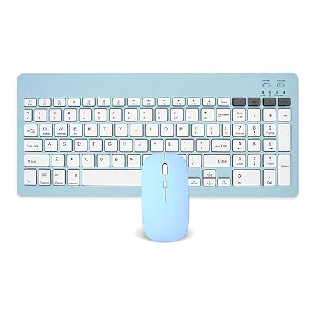 TECPHILE Wireless Keyboard and Mouse Combo, Multi Device Keyboard (3 BT5.0 + 2.4Ghz USB) and Mouse (BT5.0 + USB) Connectivity, Silent Easy Switch, Rechargeable, for Laptop, Mac, Computer Tablet (Blue) - Rajputtrade