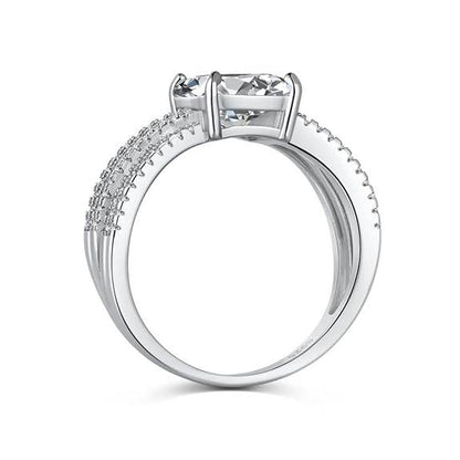 92.5 Sterling Silver Multi Band Emerald Cut Ring | Engagement Ring for Women, - Rajputtrade