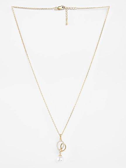 925 Sterling Silver Zahab Pearl Interlocked Pendant Earrings Chain Necklace Jewellery Set | Gold Plated, Swiss Zirconia |Gift for Women and Girls - Rajputtrade