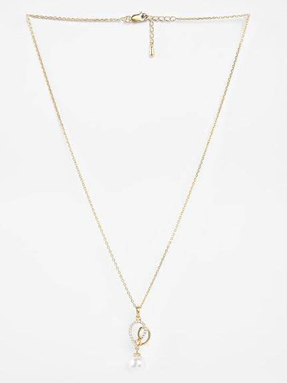 925 Sterling Silver Zahab Pearl Interlocked Pendant Earrings Chain Necklace Jewellery Set | Gold Plated, Swiss Zirconia |Gift for Women and Girls - Rajputtrade