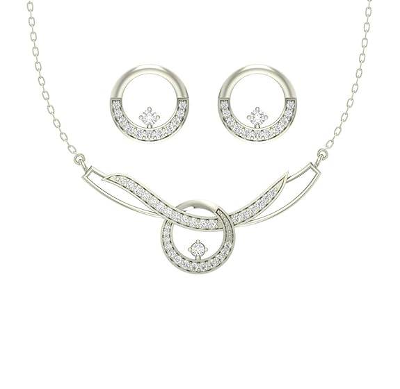 925 Sterling Silver Evie Pendant Earring Chain Jewellery Set | Platinum Plated, Swiss Zirconia | Gift for Women & Girls - Rajputtrade