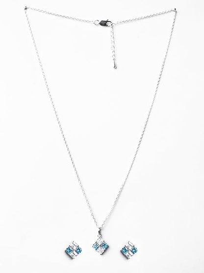 925 Sterling Silver Belen Pendant Earring Chain Jewellery Set | Rhodium Plated, Swiss Zirconia | Gift for Women & Girls - Rajputtrade