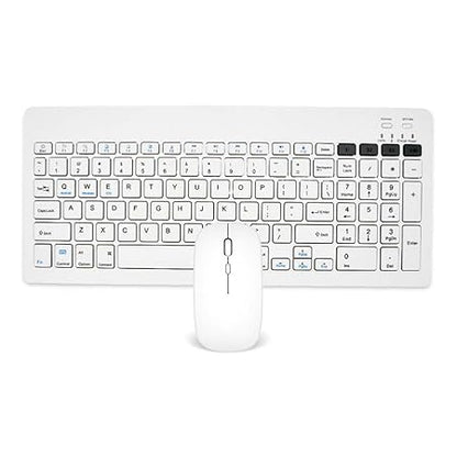 TECPHILE Wireless Keyboard and Mouse Combo, Multi Device Keyboard (3 BT5.0 + 2.4Ghz USB) and Mouse (BT5.0 + USB) Connectivity, Silent Easy Switch, Rechargeable, for Laptop,Mac,Tablet,Computer (White) - Rajputtrade