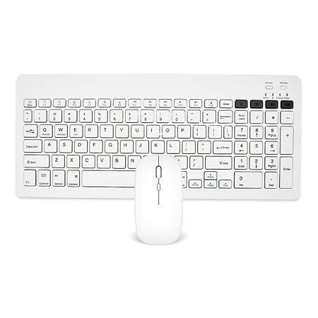 TECPHILE Wireless Keyboard and Mouse Combo, Multi Device Keyboard (3 BT5.0 + 2.4Ghz USB) and Mouse (BT5.0 + USB) Connectivity, Silent Easy Switch, Rechargeable, for Laptop,Mac,Tablet,Computer (White) - Rajputtrade