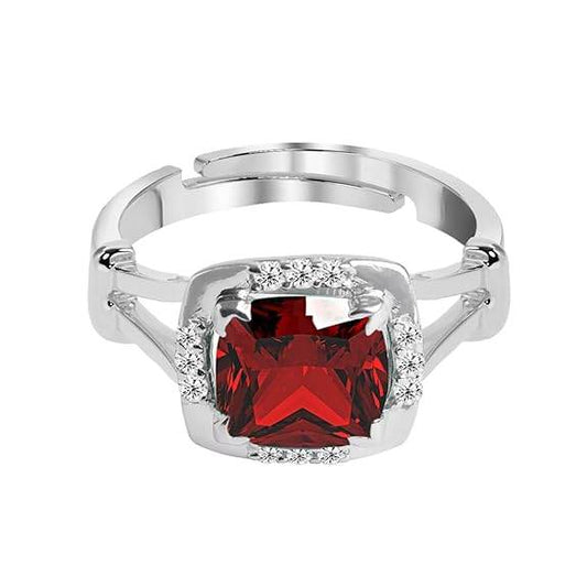 925 Sterling Silver Cushion Stone Ring with Adjustable Band | Gift for Women Wife Girls - Rajputtrade