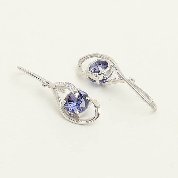 925 Sterling Silver Royal Blue Eye Pendant Earring Chain Jewellery Set | Rhodium Plated, Swiss Zirconia | Gift for Women & Girls - Rajputtrade