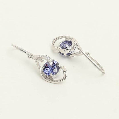 925 Sterling Silver Royal Blue Eye Pendant Earring Chain Jewellery Set | Rhodium Plated, Swiss Zirconia | Gift for Women & Girls - Rajputtrade