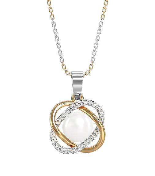 925 Sterling Silver Real Pearl Knot Pendant Earring Chain Jewellery Set | Gold Rhodium Plated | Gift for Women & Girls - Rajputtrade