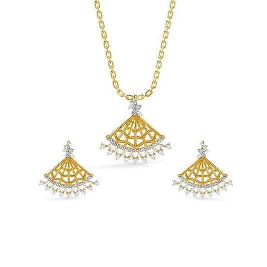 925 Sterling Silver Irina Pendant Earring Chain Jewellery Set | Gold Rhodium Plated, Swiss Zirconia | Gift for Women & Girls - Rajputtrade