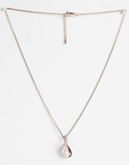 925 Sterling Silver Agda Pendant Earring Chain Jewellery Set | Rose Gold Rhodium Plated, Swiss Zirconia | Gift for Women & Girls