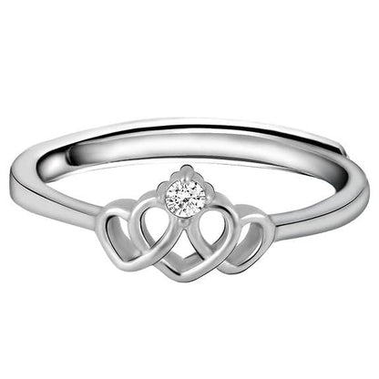925 Silver Chahat's Crowning Heart Ring, Adjustable | Gifts for Girlfriend, Gifts for Women & Girls| - Rajputtrade