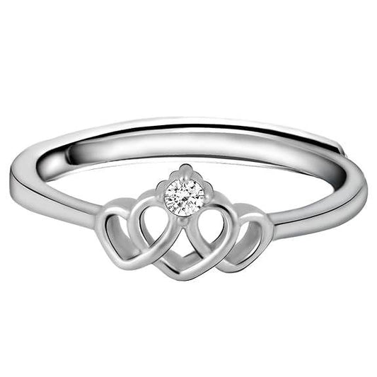 925 Silver Chahat's Crowning Heart Ring, Adjustable | Gifts for Girlfriend, Gifts for Women & Girls| - Rajputtrade