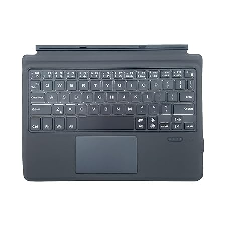 Microsoft Surface Go/Go2/Go3 Ultra-Slim Wireless Bluetooth Keyboard with Trackpad, 7-Color LED Backlit, Built-in Rechargeable Battery, Grey (Surface Go/Go2/Go3) - Rajputtrade